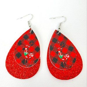 Holiday Sparkly Christmas Raindeer Lightweight Earrings